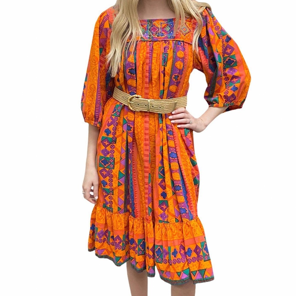 Vintage Go Solftly Patterned Cotton Dress